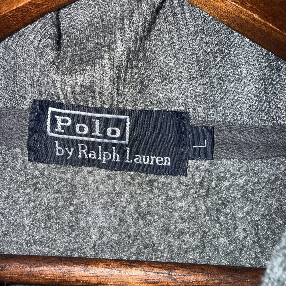 Polo Ralph Lauren Mens Hoodie Large Grey Full Zip Pony Logo Streetwear Classic - Picture 3 of 10